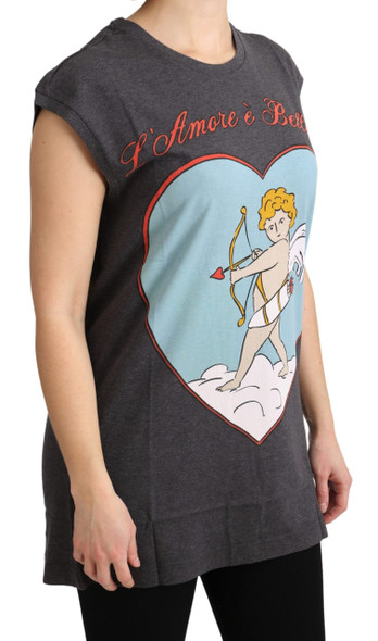 Dolce & Gabbana Gray Cotton L' Amore Top Tank T-shirt Dolce & Gabbana Gray Cotton L' Amore Top Tank T-shirt