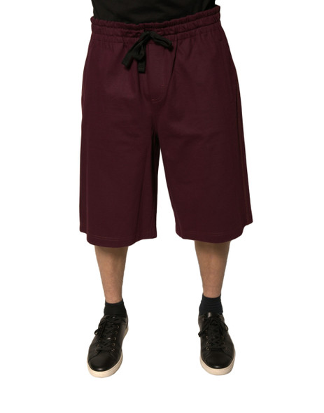 Dolce & Gabbana Maroon Cotton Mid Waist Bermuda Shorts Dolce & Gabbana Maroon Cotton Mid Waist Bermuda Shorts