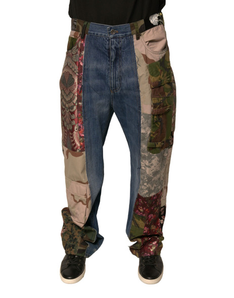 Dolce & Gabbana Blue Patchwork Cotton Straight Denim Jeans Dolce & Gabbana Blue Patchwork Cotton Straight Denim Jeans