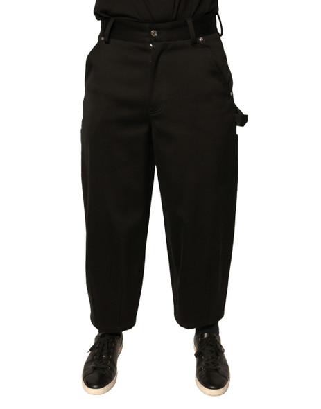 Black Cotton Mid Waist Cropped Pants Black Cotton Mid Waist Cropped Pants