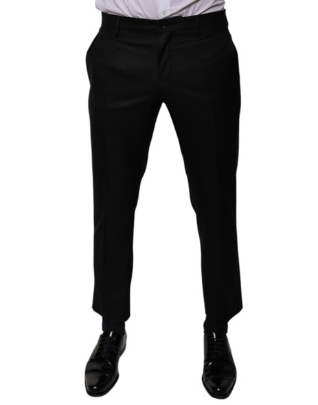 Black Wool Tapered Formal Dress Pants Black Wool Tapered Formal Dress Pants