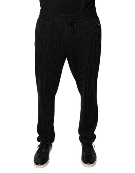 Dolce & Gabbana Black Stripes Viscose Skinny Dress Pants Dolce & Gabbana Black Stripes Viscose Skinny Dress Pants