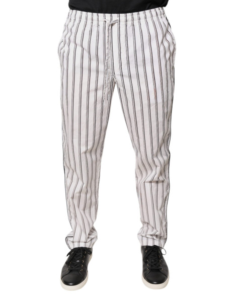 Dolce & Gabbana White Stripes Cotton Skinny Dress Pants Dolce & Gabbana White Stripes Cotton Skinny Dress Pants