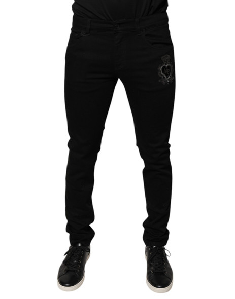 Dolce & Gabbana Black DG Crown Logo Cotton Skinny Denim Jeans Dolce & Gabbana Black DG Crown Logo Cotton Skinny Denim Jeans