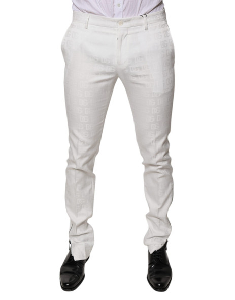 White Cotton Tapered Formal Dress Pants White Cotton Tapered Formal Dress Pants