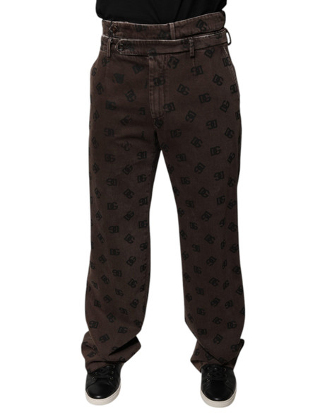 Dolce & Gabbana Brown Logo Cotton Straight Denim Jeans Dolce & Gabbana Brown Logo Cotton Straight Denim Jeans
