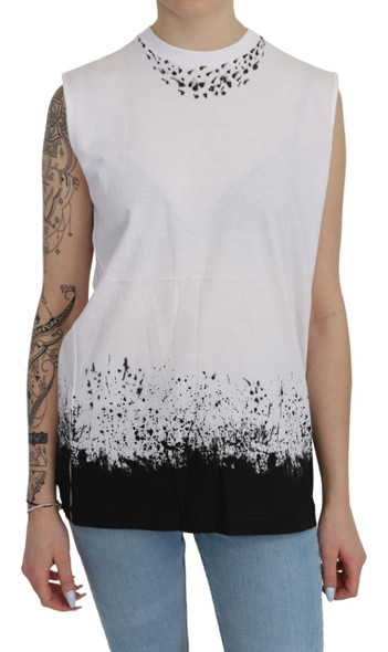 White Sleeveless T-shirt Tank Cotton Top White Sleeveless T-shirt Tank Cotton Top