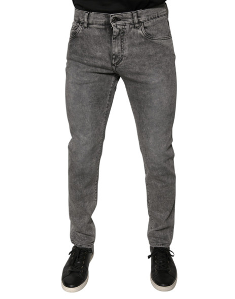 Gray Washed Cotton Skinny Denim Jeans Gray Washed Cotton Skinny Denim Jeans