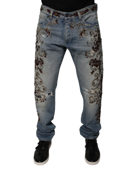 Dolce & Gabbana Light Blue Embroidered Skinny Denim Jeans Dolce & Gabbana Light Blue Embroidered Skinny Denim Jeans