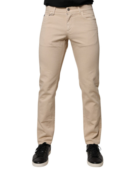 Beige Cotton Stretch Regular Men Denim Jeans Beige Cotton Stretch Regular Men Denim Jeans