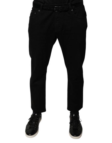 Black Cotton Stretch Logo Skinny Denim Jeans Black Cotton Stretch Logo Skinny Denim Jeans