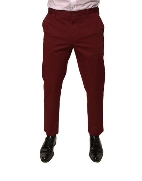 Dolce & Gabbana Maroon Cotton Men Skinny Dress Pants Dolce & Gabbana Maroon Cotton Men Skinny Dress Pants