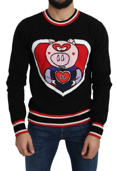 Dolce & Gabbana Black Cashmere Pig of the Year Pullover Sweater Dolce & Gabbana Black Cashmere Pig of the Year Pullover Sweater