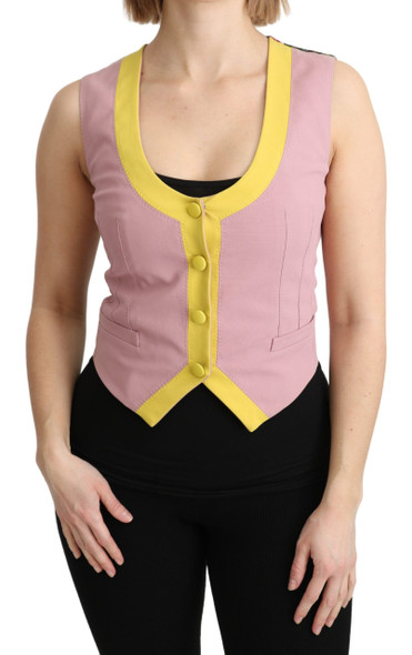 Dolce & Gabbana Pink Sleeveless Waistcoat Vest Cotton Top Dolce & Gabbana Pink Sleeveless Waistcoat Vest Cotton Top