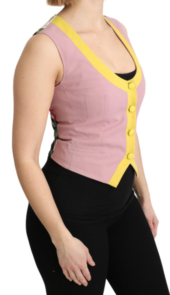 Dolce & Gabbana Pink Sleeveless Waistcoat Vest Cotton Top Dolce & Gabbana Pink Sleeveless Waistcoat Vest Cotton Top