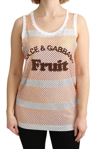 White Orange Crystal Sleeveless Tank Cotton Top White Orange Crystal Sleeveless Tank Cotton Top