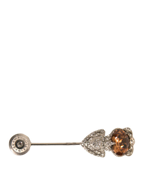 Silver 925 Sterling Silver Crystals Pin Collar Brooch Silver 925 Sterling Silver Crystals Pin Collar Brooch