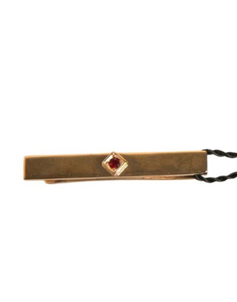 Gold Tone Brass Crystal Branded Tie Clip Bar Gold Tone Brass Crystal Branded Tie Clip Bar
