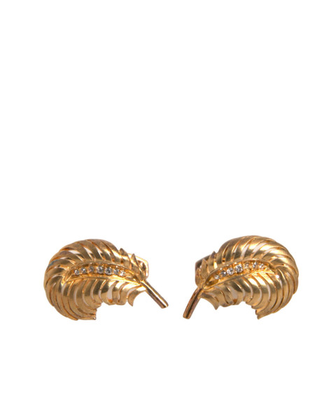 Gold 925 Sterling Silver Crystal Leaf Cufflink Gold 925 Sterling Silver Crystal Leaf Cufflink