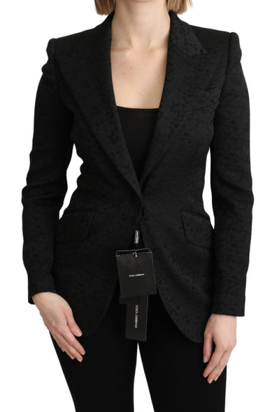 Black Brocade Single Breasted Blazer Jacket Black Brocade Single Breasted Blazer Jacket