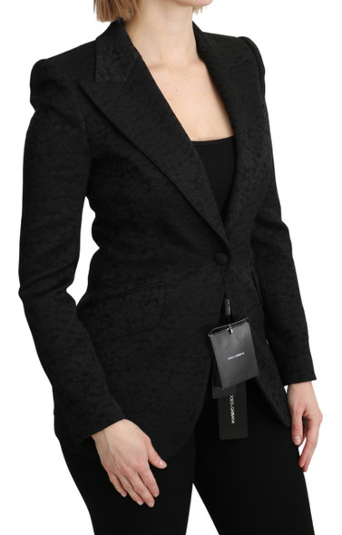 Black Brocade Single Breasted Blazer Jacket Black Brocade Single Breasted Blazer Jacket