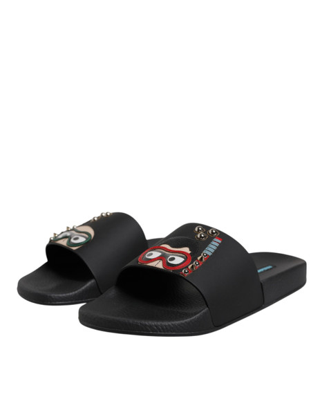 Black Divers Leather Flats Slides Sandals Beachwear Shoes Black Divers Leather Flats Slides Sandals Beachwear Shoes
