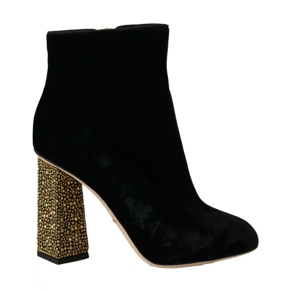Black Velvet Crystal Square Heels Shoes Black Velvet Crystal Square Heels Shoes
