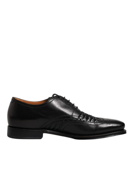 Dolce & Gabbana Black Leather Derby Wingtip Lace Up Formal Dress Shoes Dolce & Gabbana Black Leather Derby Wingtip Lace Up Formal Dress Shoes