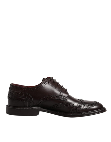 Dolce & Gabbana Brown Leather Derby Wingtip Lace Up Formal Dress Shoes Dolce & Gabbana Brown Leather Derby Wingtip Lace Up Formal Dress Shoes