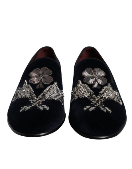 Black Velvet Floral Gun Loafers Dress Shoes Black Velvet Floral Gun Loafers Dress Shoes