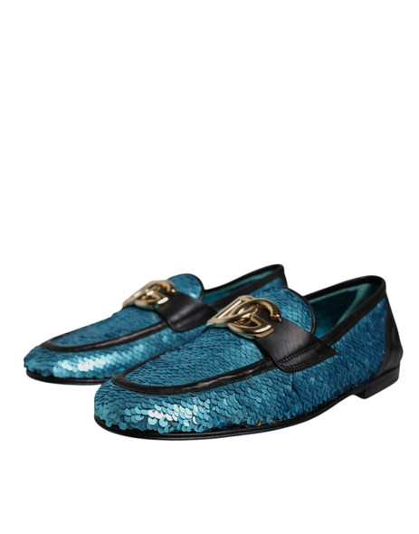Blue Sequined Loafers Formal Dress Shoes Blue Sequined Loafers Formal Dress Shoes