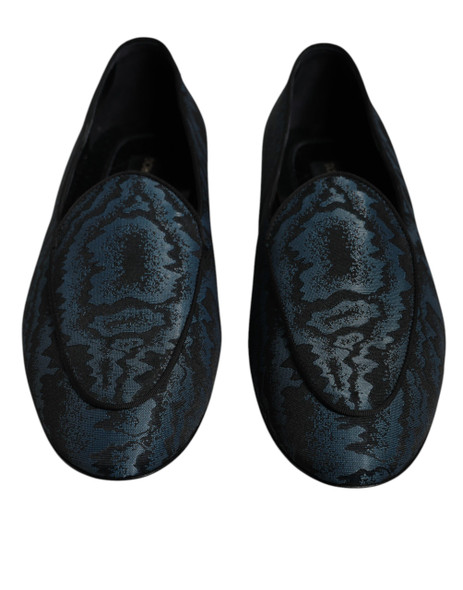Dolce & Gabbana Blue Black Flats Men Loafers Dress Shoes MV6759 Dolce & Gabbana Blue Black Flats Men Loafers Dress Shoes MV6759