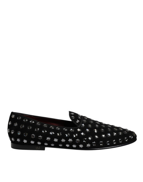 Black Crystal Embellished Loafers Dress Shoes Black Crystal Embellished Loafers Dress Shoes