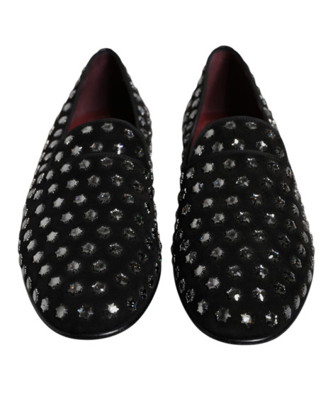 Black Crystal Embellished Loafers Dress Shoes Black Crystal Embellished Loafers Dress Shoes