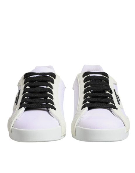 White Nylon Leather Low Top Sneakers Shoes White Nylon Leather Low Top Sneakers Shoes