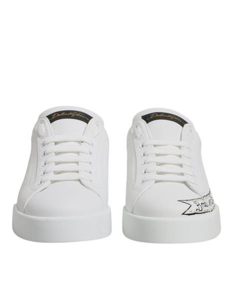 Dolce & Gabbana White Leather Low Top Lace Up Sneakers Shoes Dolce & Gabbana White Leather Low Top Lace Up Sneakers Shoes