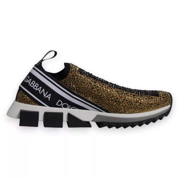 Dolce & Gabbana Gold Rhinestones Sorrento Sneakers Shoes Dolce & Gabbana Gold Rhinestones Sorrento Sneakers Shoes