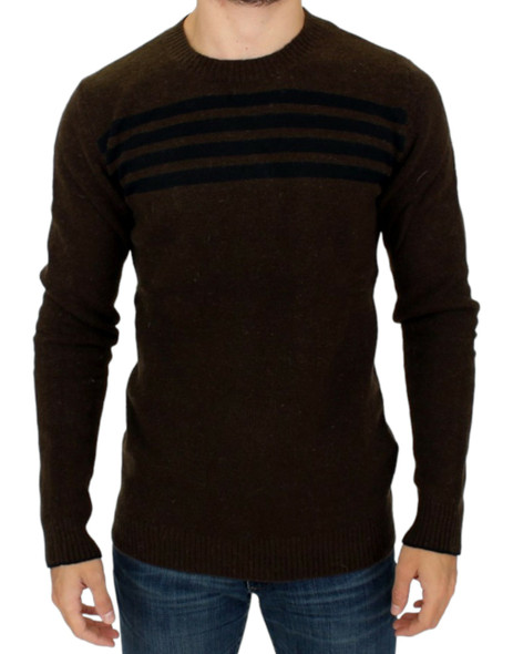 Costume National Brown striped crewneck sweater Costume National Brown striped crewneck sweater