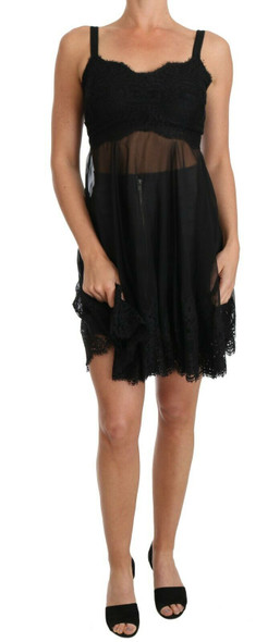 Dolce & Gabbana Black Silk Lace Dress Chemise Lingerie Dolce & Gabbana Black Silk Lace Dress Chemise Lingerie