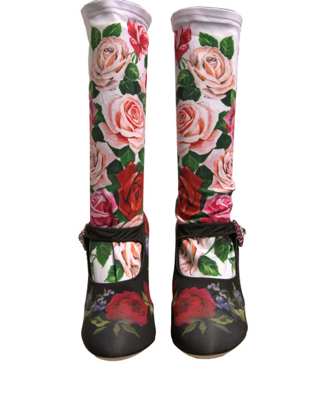 Black Floral Socks Crystal Boots Jersey Shoes Black Floral Socks Crystal Boots Jersey Shoes