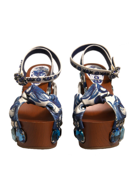 Multicolor Majolica Embellished Wedge Sandals Shoes Multicolor Majolica Embellished Wedge Sandals Shoes