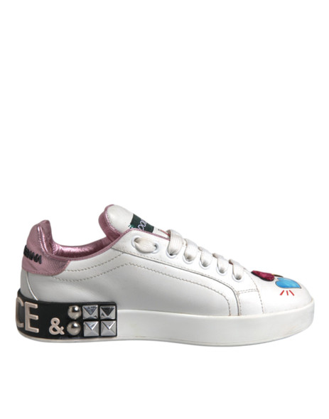 Dolce & Gabbana White Sequined Crystal Low Top Sneakers Shoes Dolce & Gabbana White Sequined Crystal Low Top Sneakers Shoes