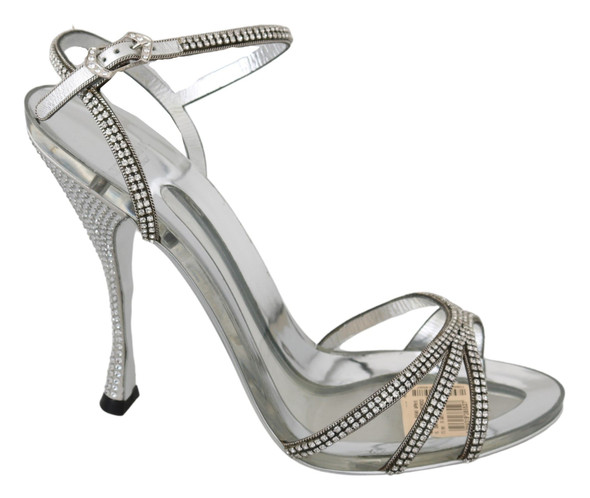 Dolce & Gabbana Silver Crystal Ankle Strap Sandals Shoes Dolce & Gabbana Silver Crystal Ankle Strap Sandals Shoes