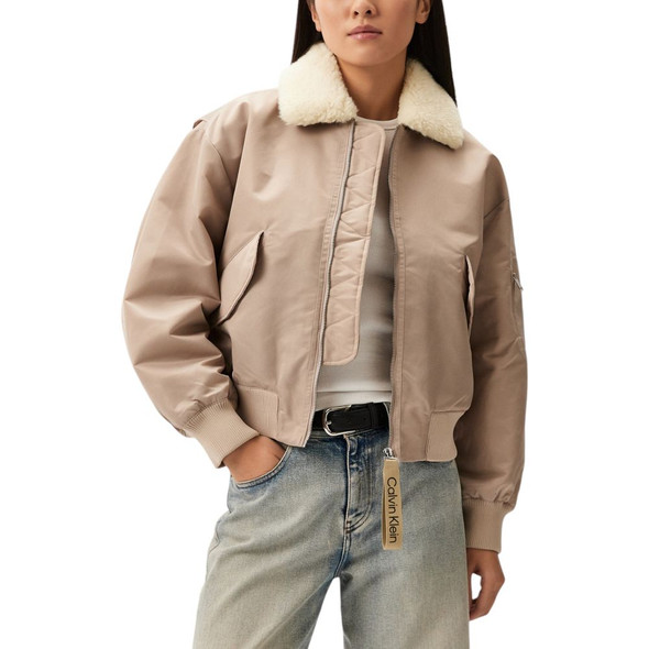 Calvin Klein Jeans Beige Polyester Jackets & Coat Calvin Klein Jeans Beige Polyester Jackets & Coat