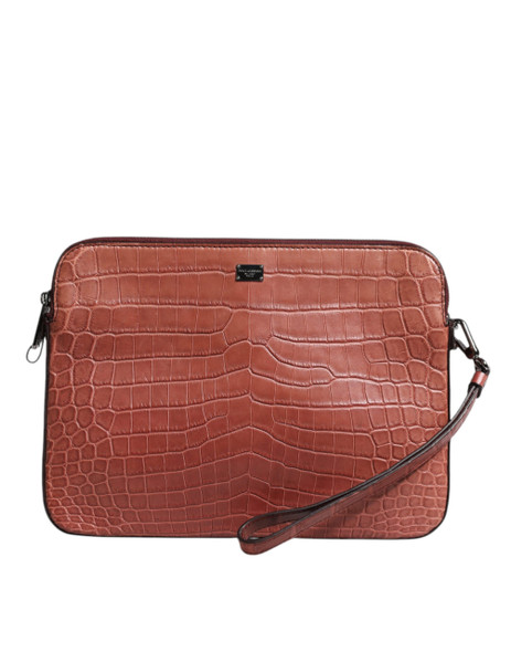Bordeaux Croc Leather Logo Plaque Men Briefcase Bag Bordeaux Croc Leather Logo Plaque Men Briefcase Bag
