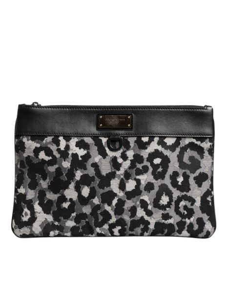 Multicolor Leopard Jacquard Logo Plaque Men Pouch Bag Multicolor Leopard Jacquard Logo Plaque Men Pouch Bag