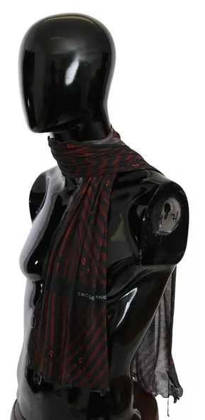 Black Red Viscose Foulard Branded Scarf Black Red Viscose Foulard Branded Scarf