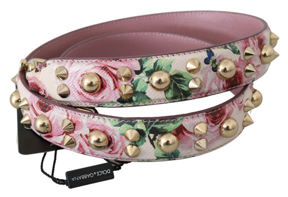 Dolce & Gabbana Pink Floral Leather Stud Accessory Shoulder Strap BEL60708 Dolce & Gabbana Pink Floral Leather Stud Accessory Shoulder Strap BEL60708