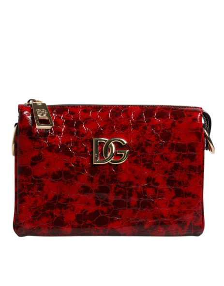 Red Exotic Leather DG Logo Women Crossbody Bag Red Exotic Leather DG Logo Women Crossbody Bag