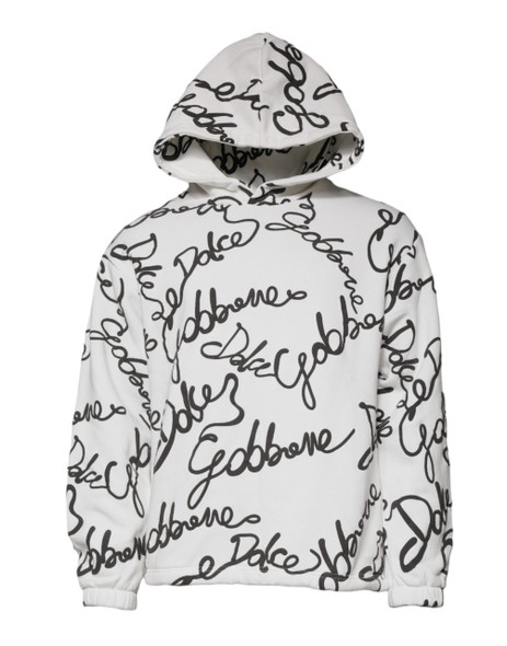 Dolce & Gabbana White Logo Cotton Hooded Sweatshirt Sweater Dolce & Gabbana White Logo Cotton Hooded Sweatshirt Sweater